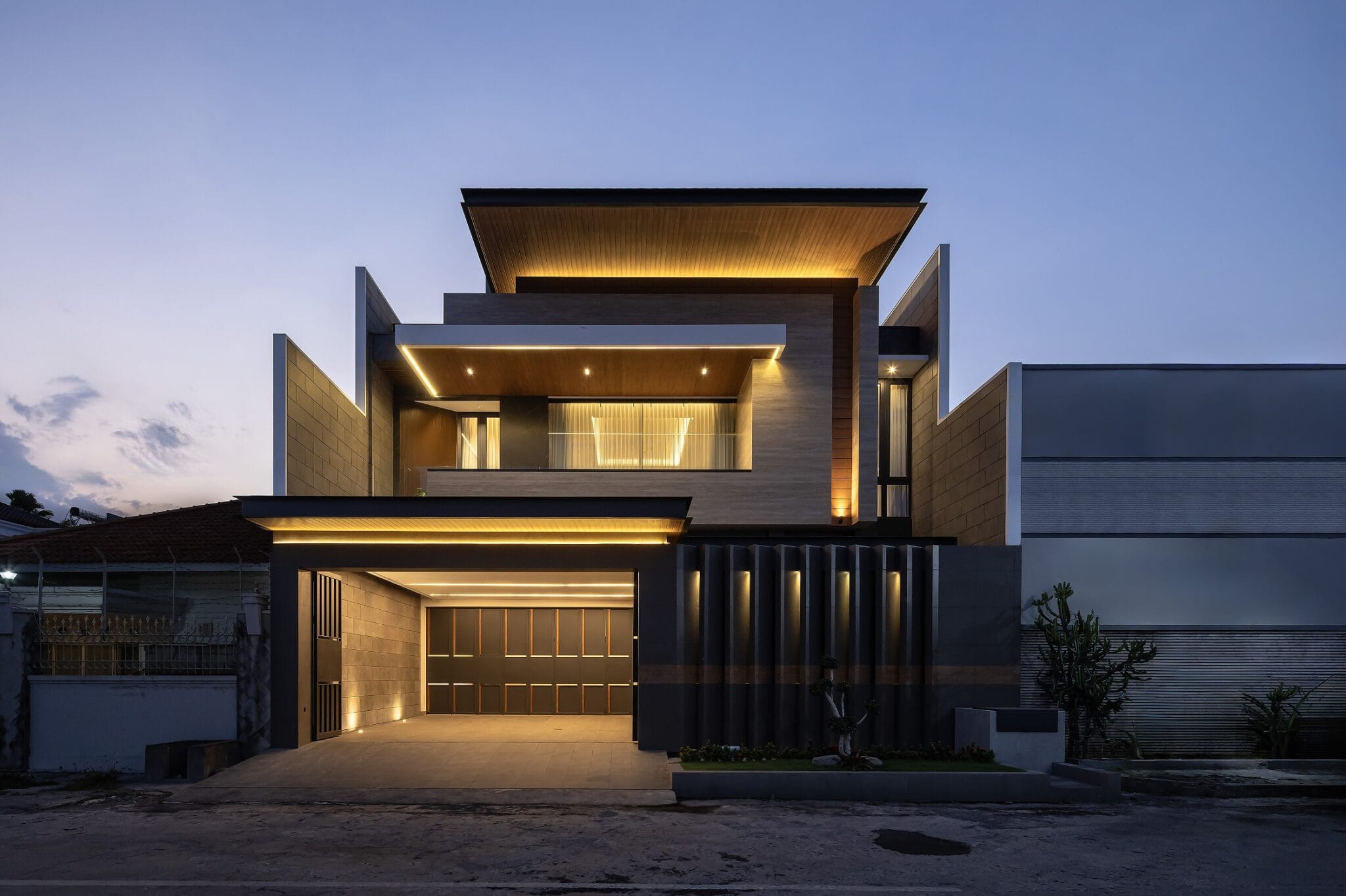 Layered TogetherNest - Modern Urban Luxury Facade Night.